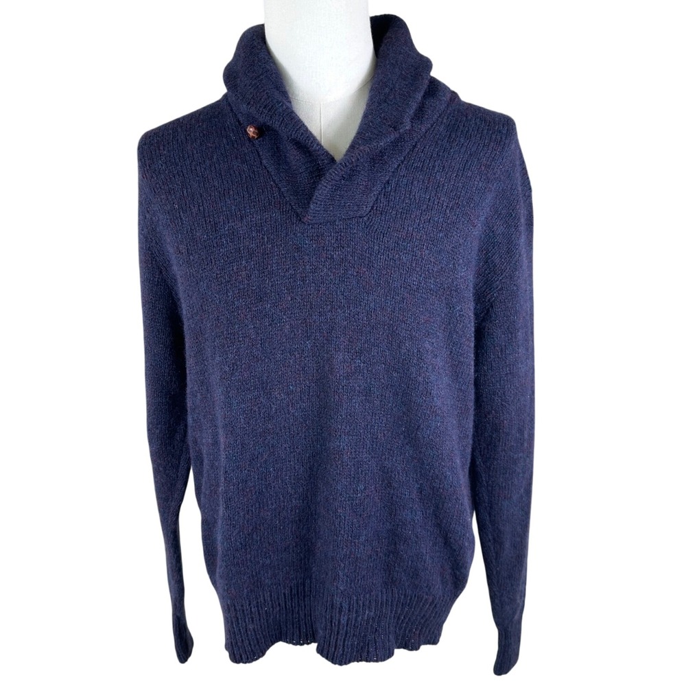 VTG Boathouse Row Sweater Men XL Purple Wool Blend Shawl Neck‎ Preppy Academic